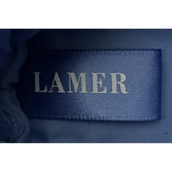 LA MER Metallic Blue Saffiano Cosmetic Makeup Bag Case Pouch Zipper NEW - Picture 8 of 8